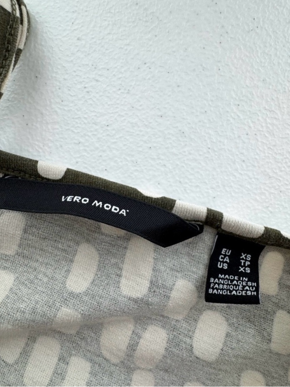 Vero Moda Green Slip Dress XS Spotted Print Adjustable Straps Minimal Midi - Picture 6 of 6